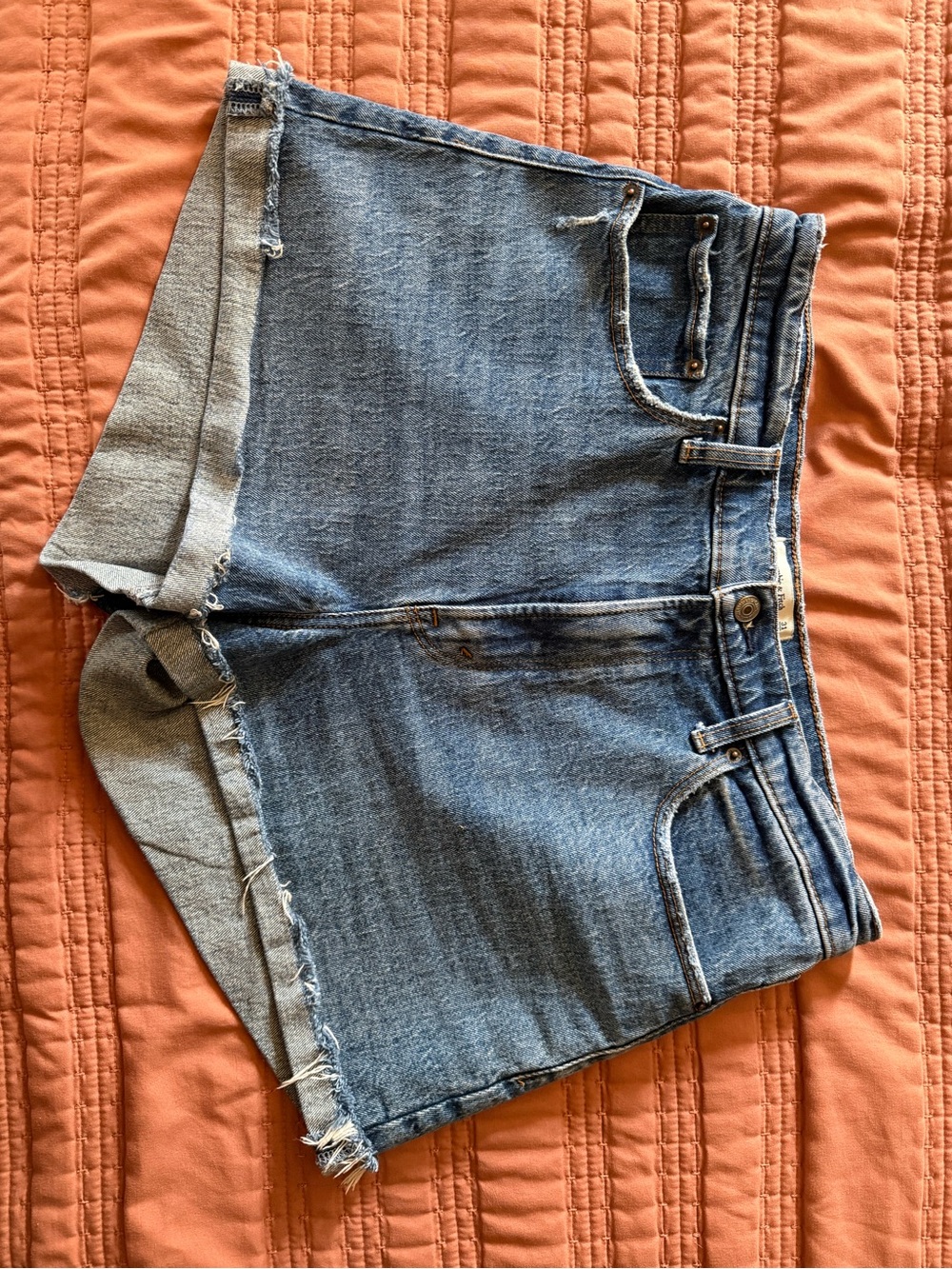 Abercrombie & Fitch Light Blue High-Waist Denim Shorts